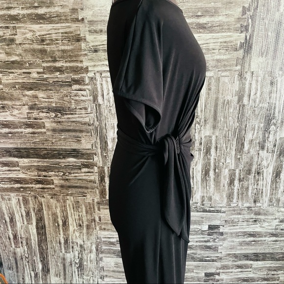 Ali Ro Black side tie casual day to night dress EUC sz. 10 stretchy short sleeve - Picture 5 of 12